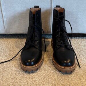 NWOT Madewell Lace Up Combat Boot Black Size 8